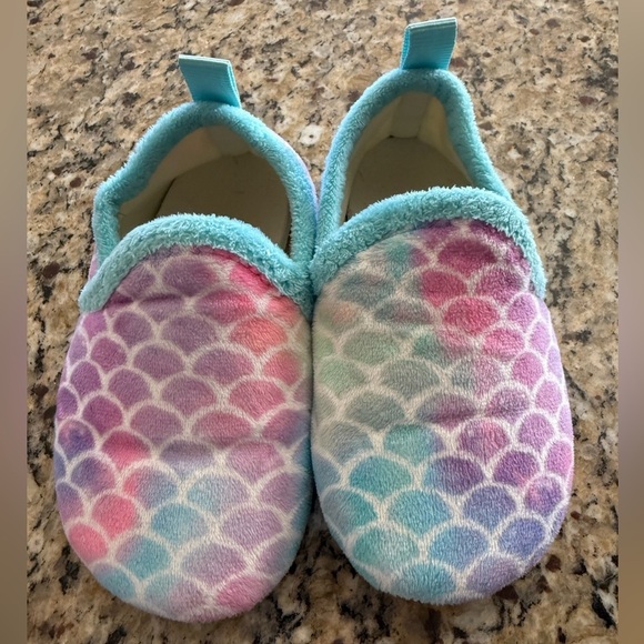 Other - Mermaid Scale Plush Slippers Kids Size 26–27 Pastel Aqua Pink Purple